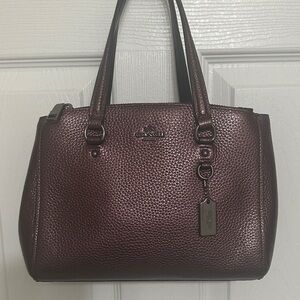 Coach Metallic Burgundy Carryall Satchel